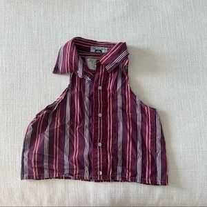 Vintage Remade Sleeveless Cropped Oxford Shirt